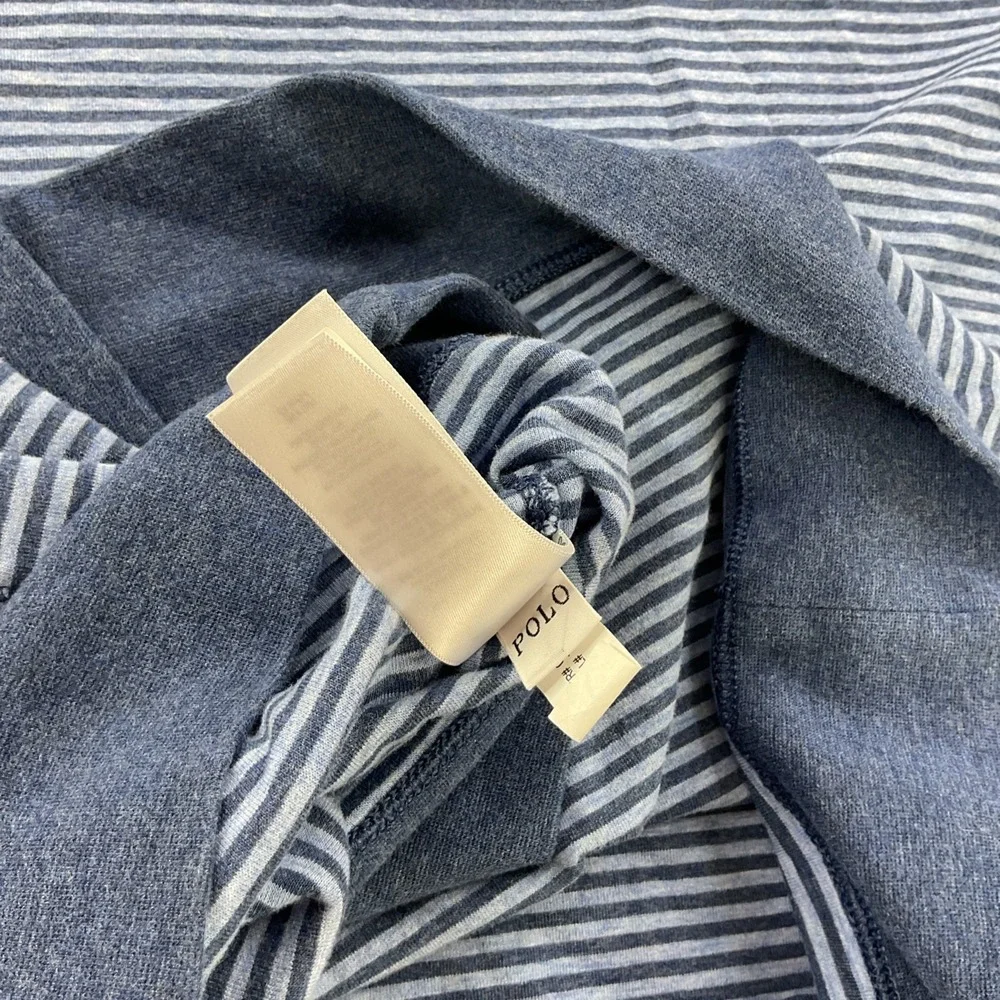 Polo Ralph Lauren Sweater Men Sz 2XL 1/4 Zip Striped Jersey Pullover Blue Pony